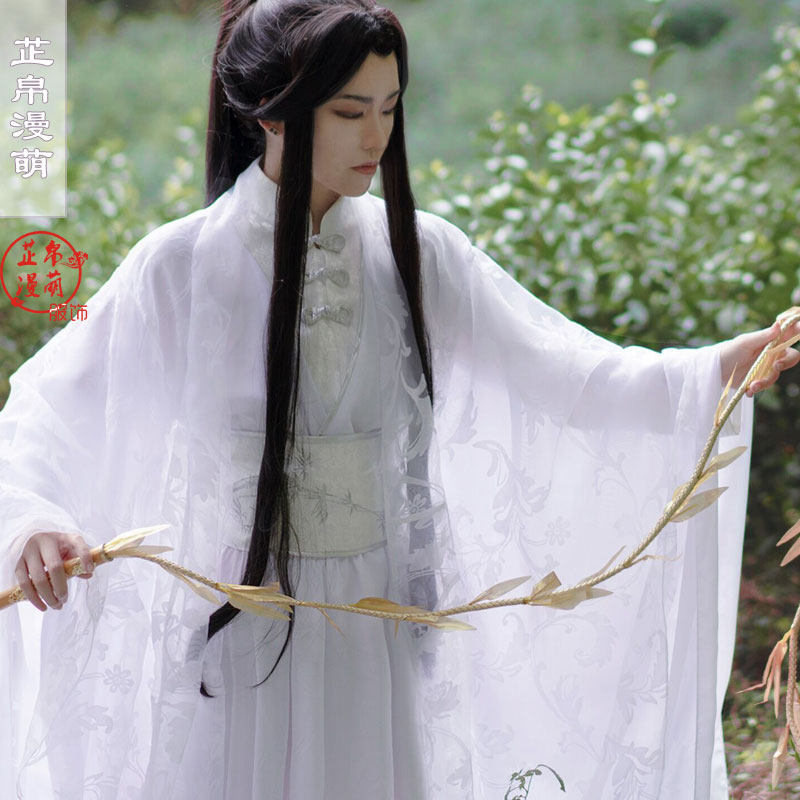 楚晚宁cos服古风白衣二哈白猫师尊男古装长袍晓星尘谢怜cosplay装