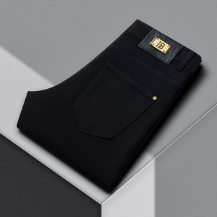 2026款夏季薄款黑色高端弹力牛仔裤男款修身小直筒百搭男裤高端