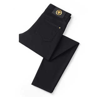 轻奢黑色百搭休闲弹力修身 2025新款 牛仔裤 加绒男士 直筒 秋冬厚款