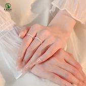 珍珠戒指女2mm小米珠淡水珍珠小众情侣对戒自律素圈指环食指尾戒