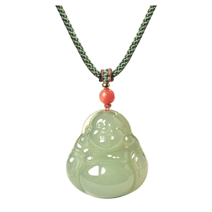 和田玉吊坠女男 冰种晴水开心佛和田玉项链佛公项坠玉坠玉石吊坠