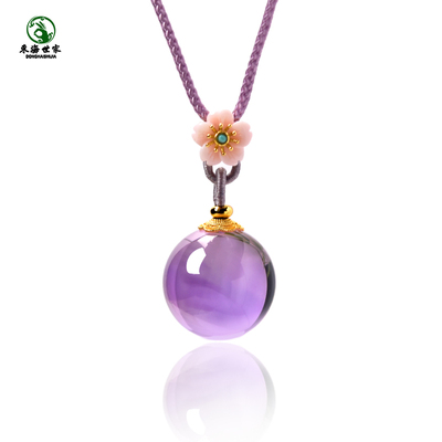 『有求必应』紫水晶吊坠女东海玛瑙玉髓宝玉石散珠紫晶水晶球项链