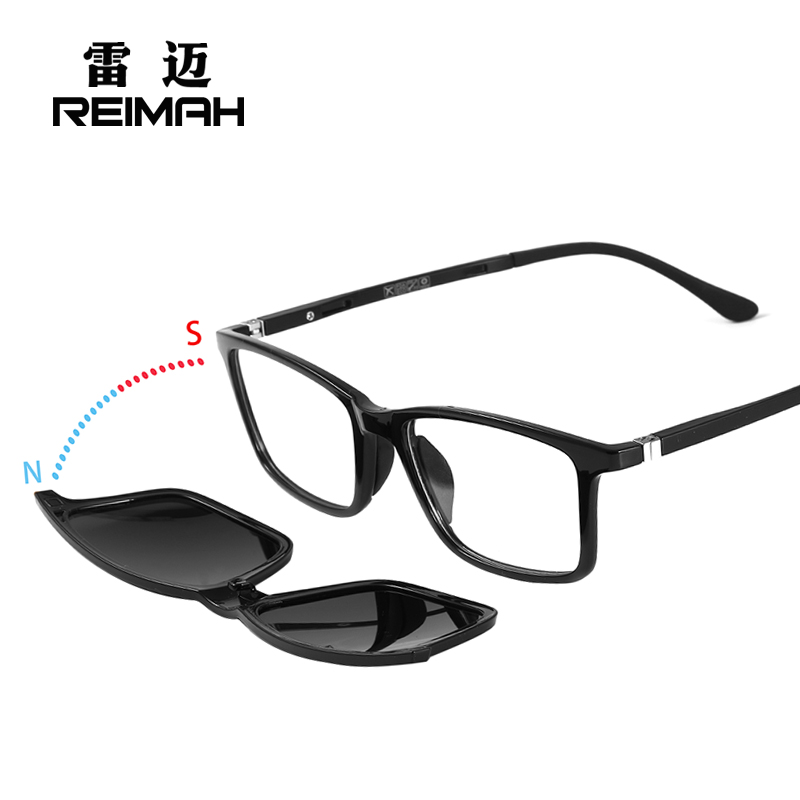 磁吸套镜偏光太阳镜圆脸开车夜视变色眼镜男个性度数近视墨镜夹片