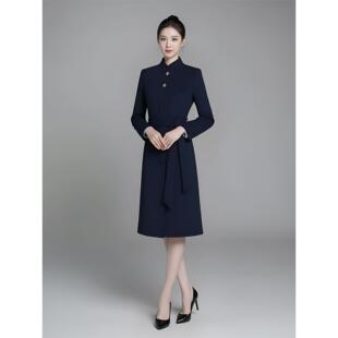 职业毛呢外套中长款女大衣售楼部案场酒店前台迎宾接待物业工作服