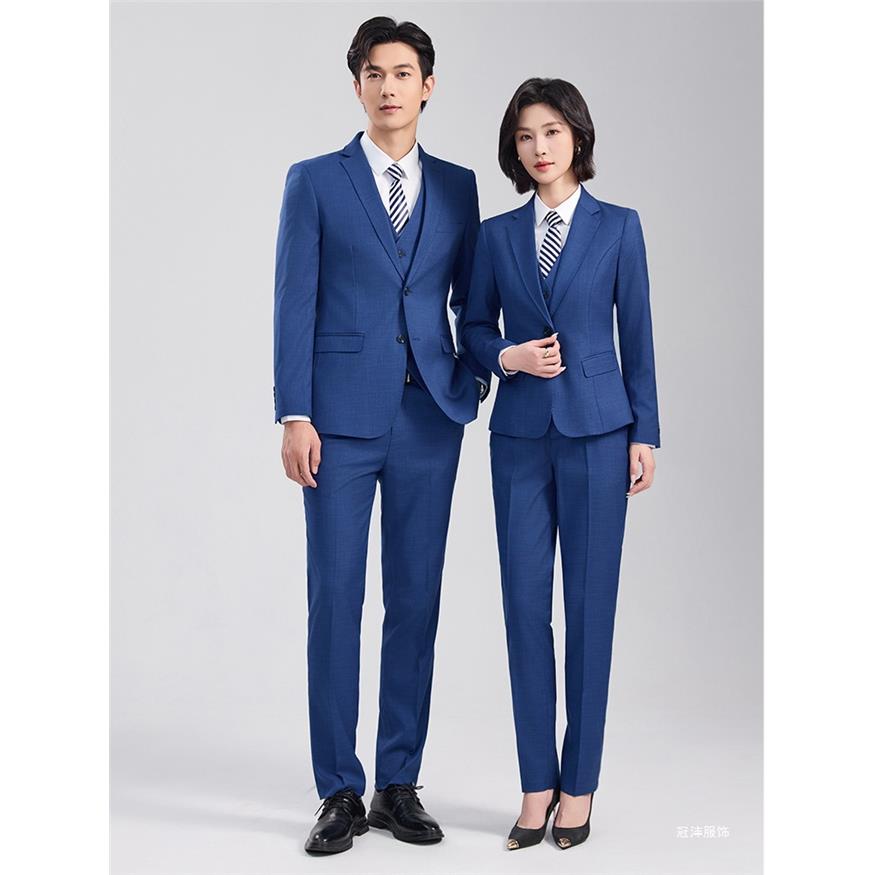 比亚迪王朝网宝马工作服商务风雾霾蓝西装套装男女同款西服正装