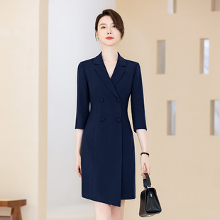 秋季女士七分袖职业通勤西装连衣裙工作服高级感气质女神范小香风