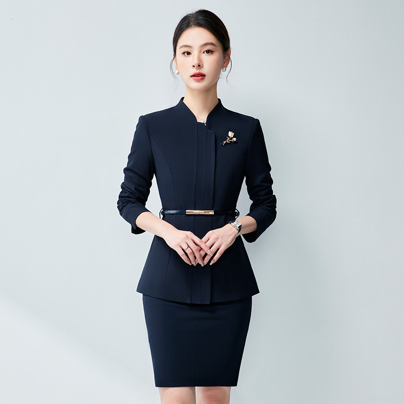 气质时尚职业装女西装酒店前台接待售楼部柜姐导购工作服春秋装