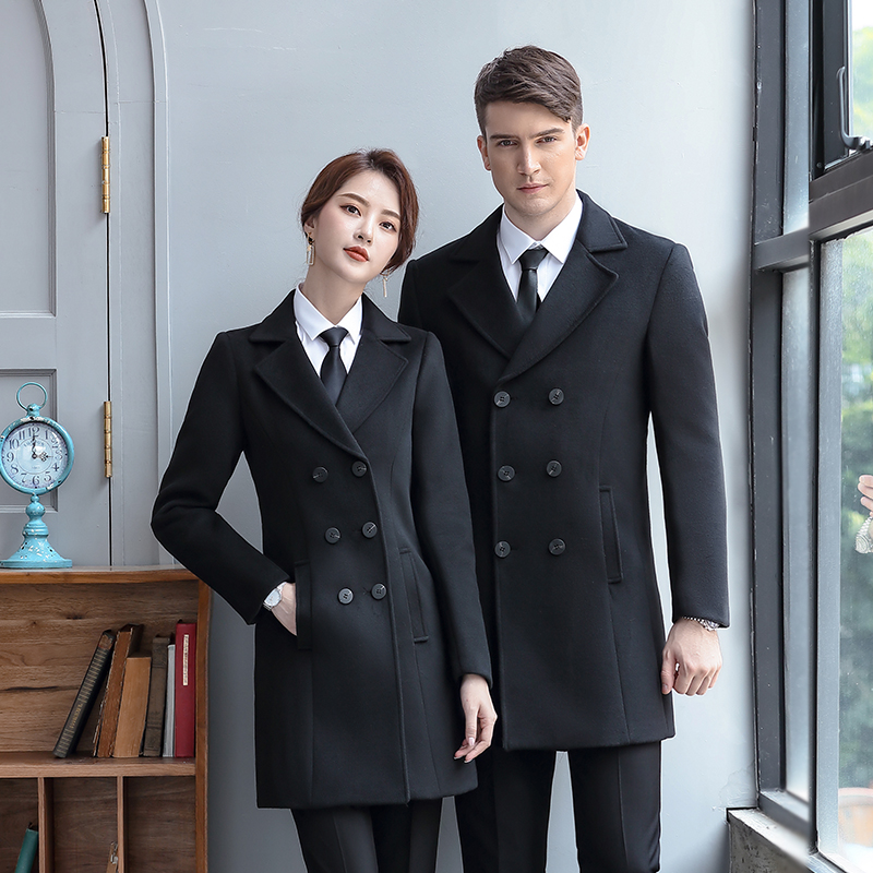 冬季酒店前台男女同款毛呢女大衣冬季呢子外套物业办公室工作服