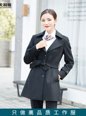 冬季职业装顺毛呢女大衣腰带款