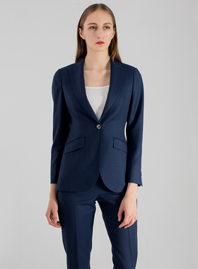 春秋装新款蓝色女士西服套装一粒扣女西装ol通勤办公室工装售楼部