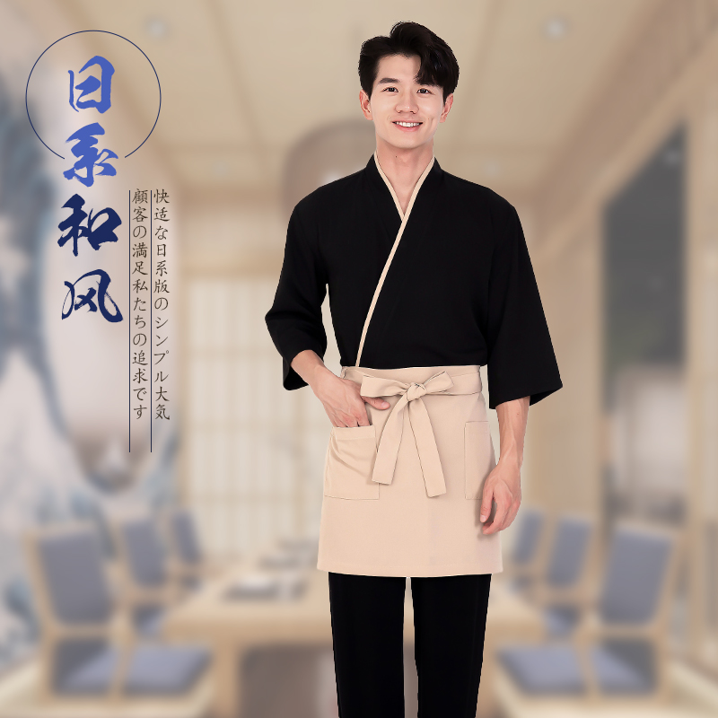 韩国料理店烧肉板前厨师服日式工衣日料店寿司店男服务员工作服