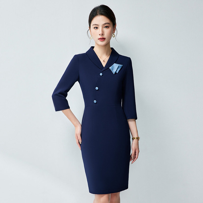 秋季七分袖连衣裙物业客服工作服图片