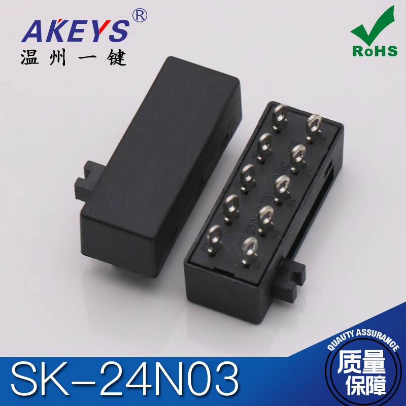 SK-24N03（2P4T)双排10脚卧式拨动开关 冷热风四档吹风机开关