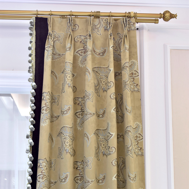 美式轻奢进口灰咖色窗帘抱枕定制