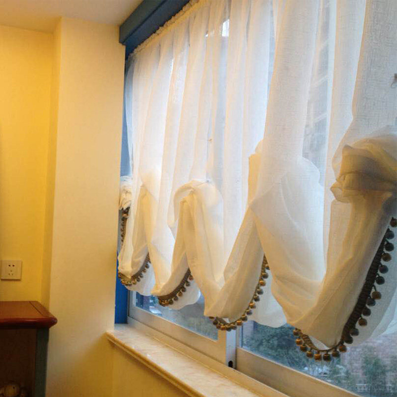 卫生间美式韩式罗马气球帘提拉帘升降白纱奥地利帘窗帘纱帘公主风