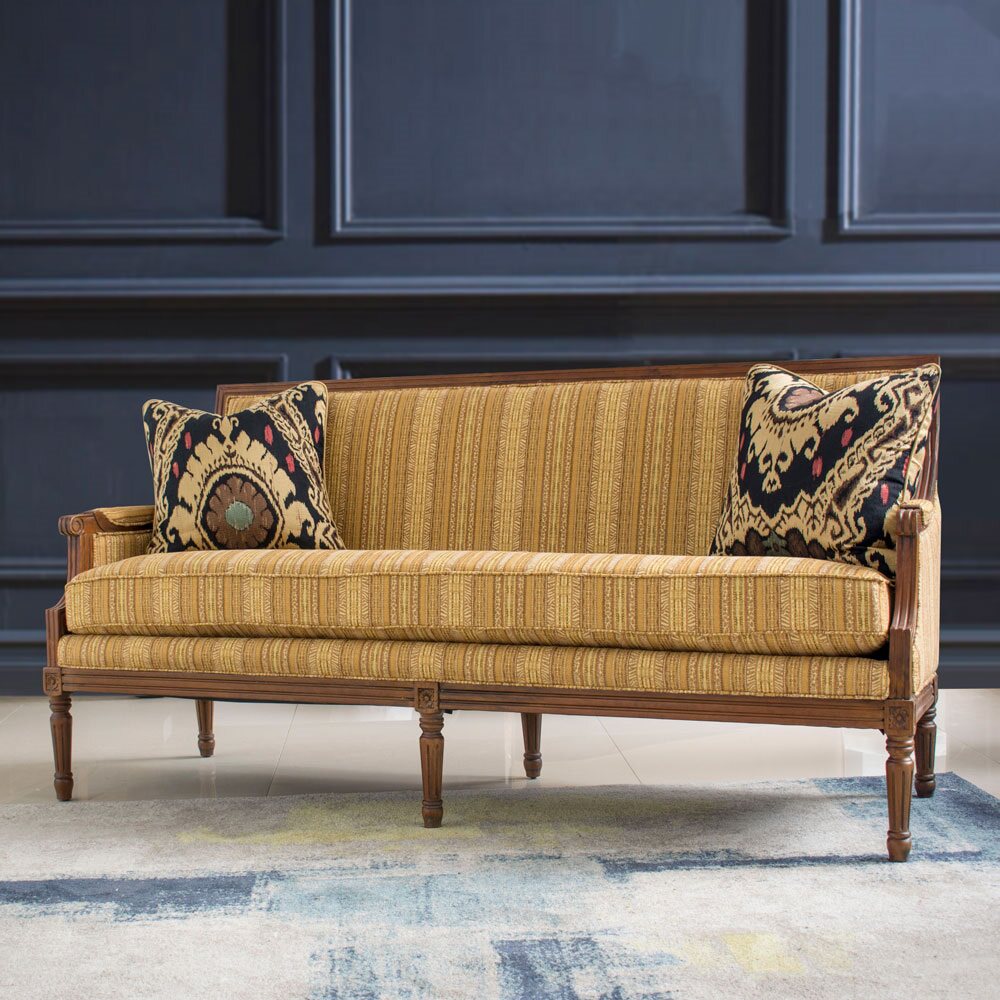 法式复古布艺实木雕花沙发客厅书房卧室小尺寸沙发小户型巴洛克