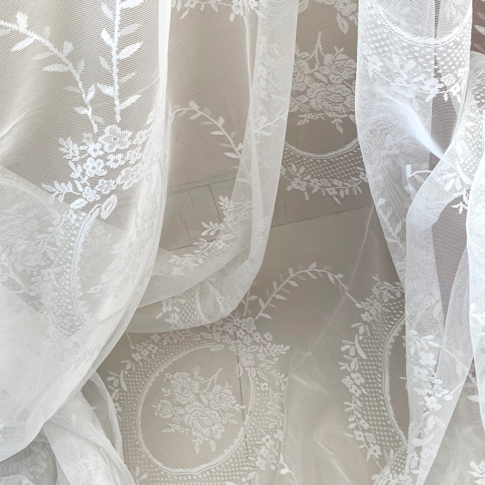 蕾丝网眼欧式复古白窗纱半透纱帘