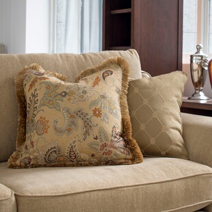 圣奇尼威灵顿金色靠枕套美式沙发抱枕套靠垫套样板房别墅豪华定制