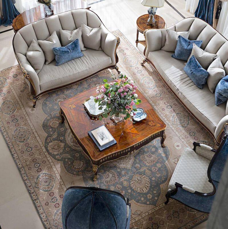 圣奇尼波斯欧美手工地毯进口新西兰羊毛美式来图定制卧室客厅家用