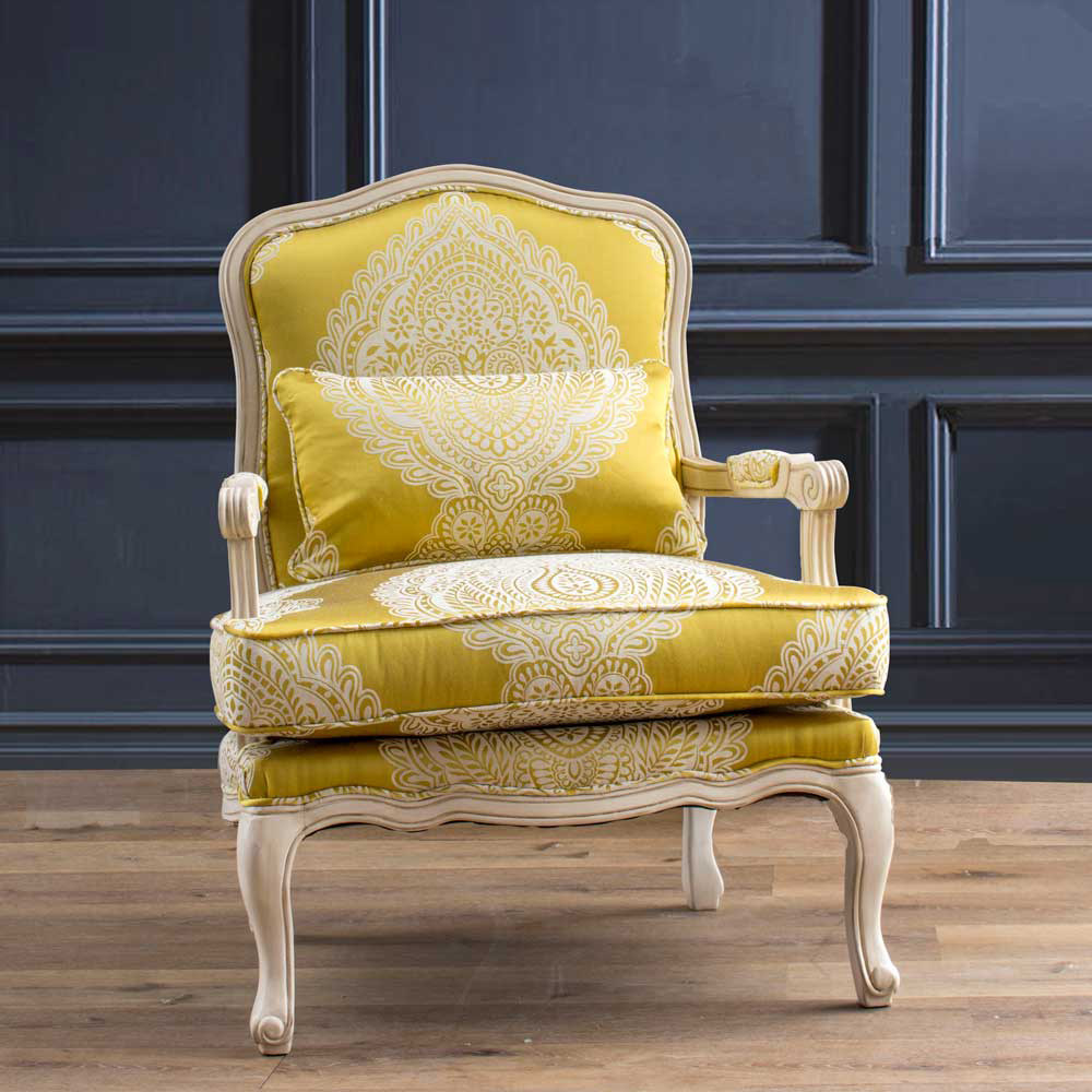 圣奇尼美式单人沙发椅实木布艺老虎椅德国jab黄绿丝雕花椅扶手椅