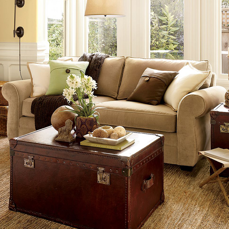 圣奇尼美式现代羽绒沙发整装客厅布艺双人情侣舒适两人位大型转角