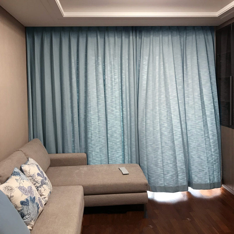 客厅棉麻加厚纯素色粗麻宽幅美式北欧简约现代新中式环保遮光窗帘