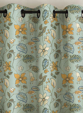 圣奇尼巴黎春天法式美式中式风格绣花客厅卧室窗帘定制 34637湖蓝