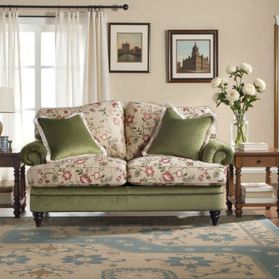 美式轻奢绣花丝绒设计师布艺沙发