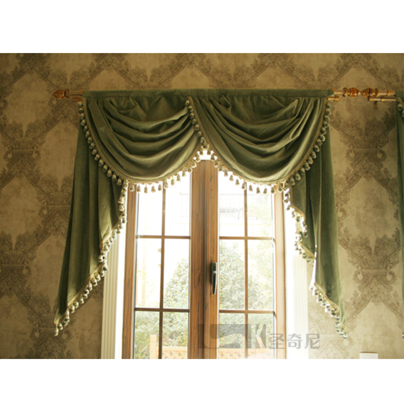 圣奇尼意大利绒风水帘头小幔头遮门美式波浪幔素色净纯色帘入户帘