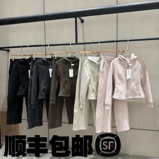 桑坡lulu女士2025秋冬四代保暖防风显瘦加绒加厚连帽卫衣卫裤 套装