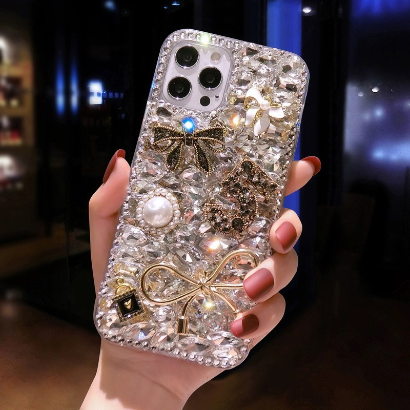 苹果15满钻14plus手机壳13奢华12女iPhone15pro水钻11网红X新款XR
