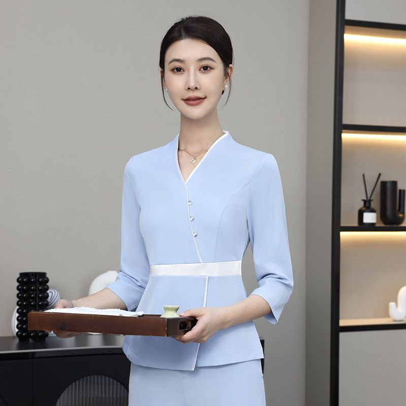 美容院服女工作服皮肤管理新款足浴足疗养生按摩美容师技师套装