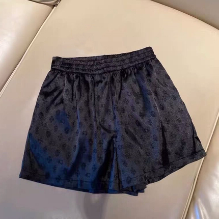 Trendy Women's Summer Thin Black Printed Letter Wide-Leg Shorts Loose Straight Shorts