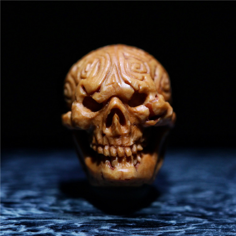 【文玩八方】核雕恶灵骷髅头纯手工潍坊桃核雕刻橄榄精品单籽配饰