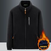 男士 厚 爸装 摇粒绒外套开衫 抓绒上衣保暖衣中老年卫衣加绒冬季