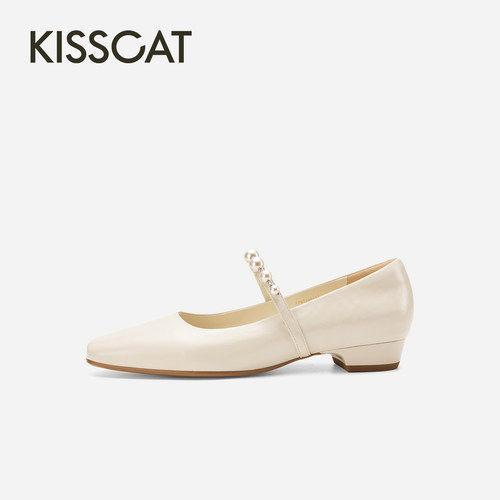 KISSCAT接吻猫小珍珠玛丽珍猫掌鞋26夏季新品舒适不累脚玛丽珍鞋