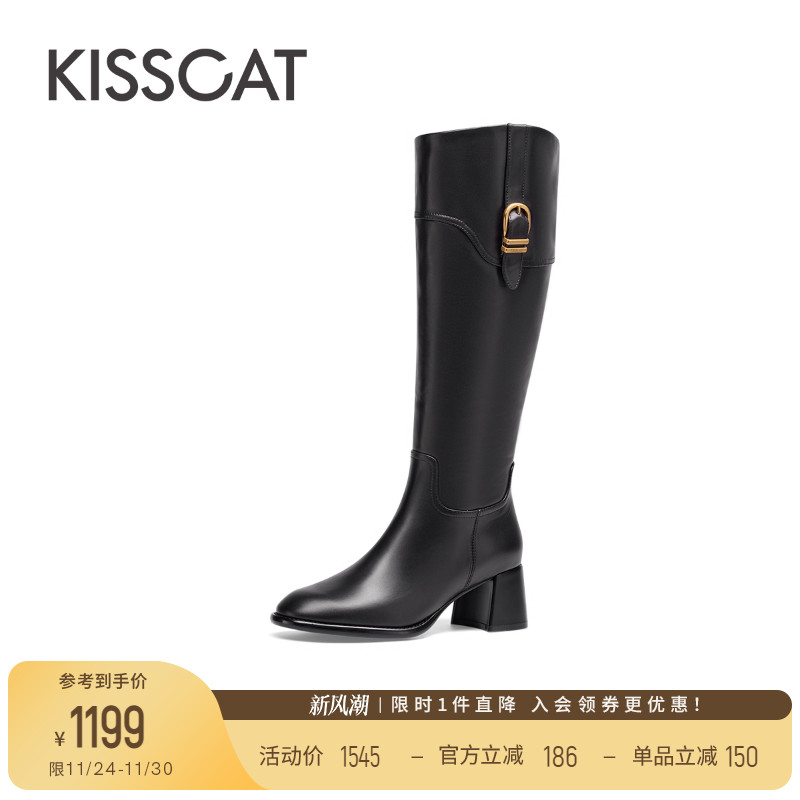 接吻猫粗跟流行时装靴