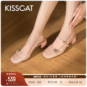 花束玛丽珍 凉鞋 新款 KISSCAT接吻猫 法式 空鞋 女夏外穿时尚 高级感