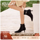 高跟靴舒适细跟尖头真皮棕色时装 KISSCAT接吻猫 丝绒晚会 靴女