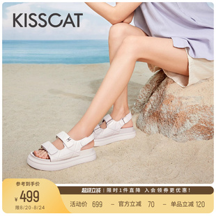 魔术贴厚底运动凉鞋 美洋同款 接吻猫 面包小香风沙滩凉鞋