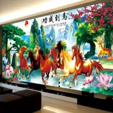 Восемь Jun Jun Tuma к успеху пересечь восемь лошадей 2023 Новая гостиная. Атмосферные ландшафтные картины полны вышивки