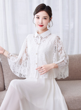 芙黛怡2039吉祥花蕾丝斗篷配裙子蕾丝镂空披肩仙