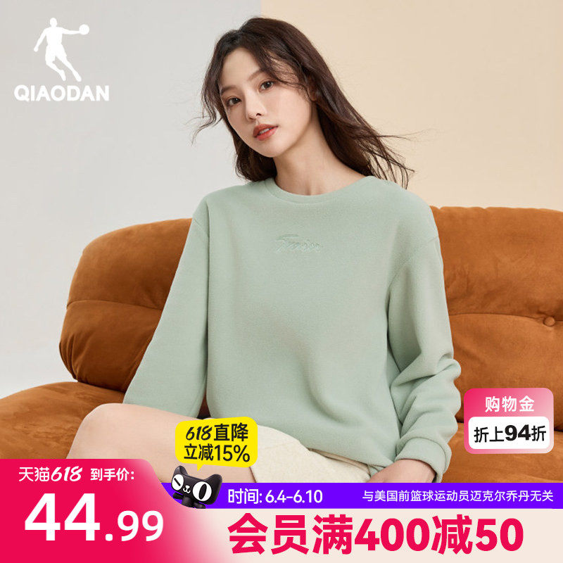 乔丹运动卫衣女2025年冬季新款加绒保暖上衣圆领时尚舒适套头衫女