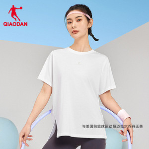 中国乔丹运动短袖T恤衫女2024夏季新款气休闲宽松中长款瑜伽服女
