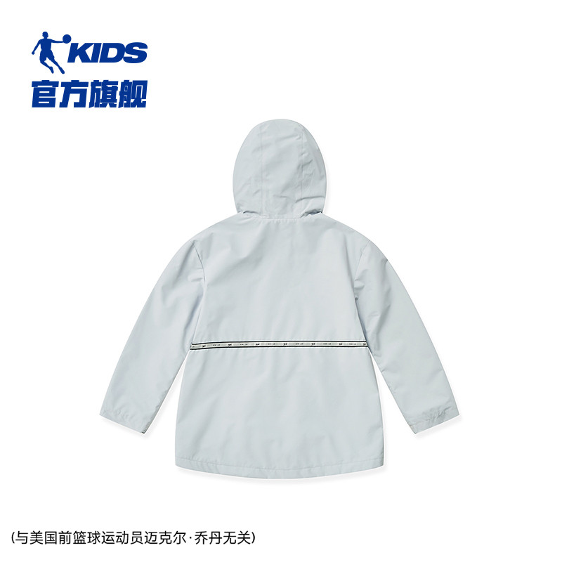 商场同款中国乔丹童装男童外套薄绒运动风衣2023新款大童冲锋衣潮