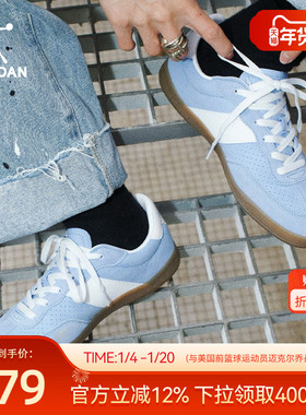 乔丹蓝色薄底德训鞋男款2025新款运动鞋T头鞋舒适经典黄色鞋生胶