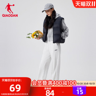 乔丹阔腿直筒长裤女生休闲抽绳两穿平收口2026秋季新款宽松百搭