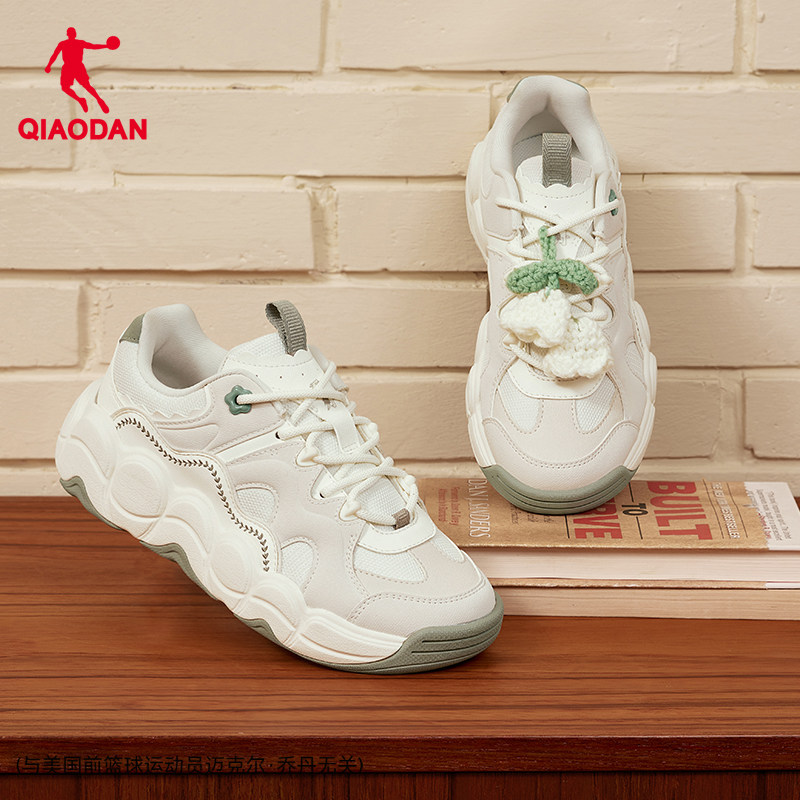 乔丹女休闲鞋花瓣鞋春秋季新款厚底老爹鞋增高运动鞋百搭女鞋跑鞋