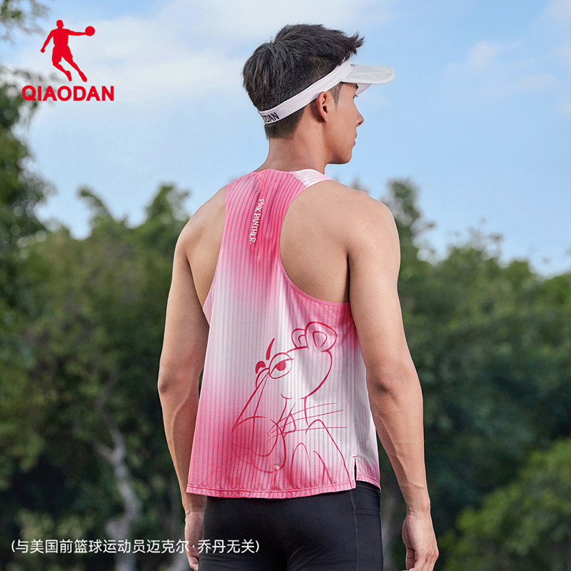 乔丹运动背心男跑步专用男士新款透气吸汗轻薄速干粉色专业马拉松