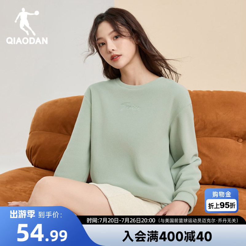 乔丹运动卫衣女2025年冬季新款加绒保暖上衣圆领时尚舒适套头衫女